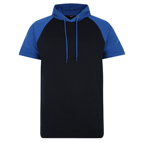 Bigdude Contrast Short Sleeve Hoody Navy/Royal Blue Tall